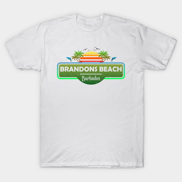 Brandons Beach Barbados, Palm Trees Sunset Summer T-Shirt by Jahmar Anderson